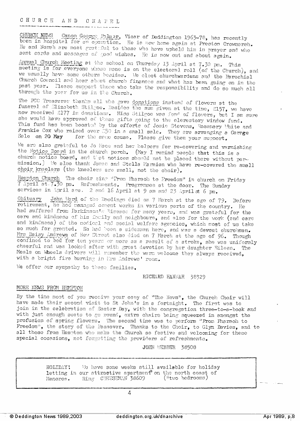 Deddington News April 1989, p.8
