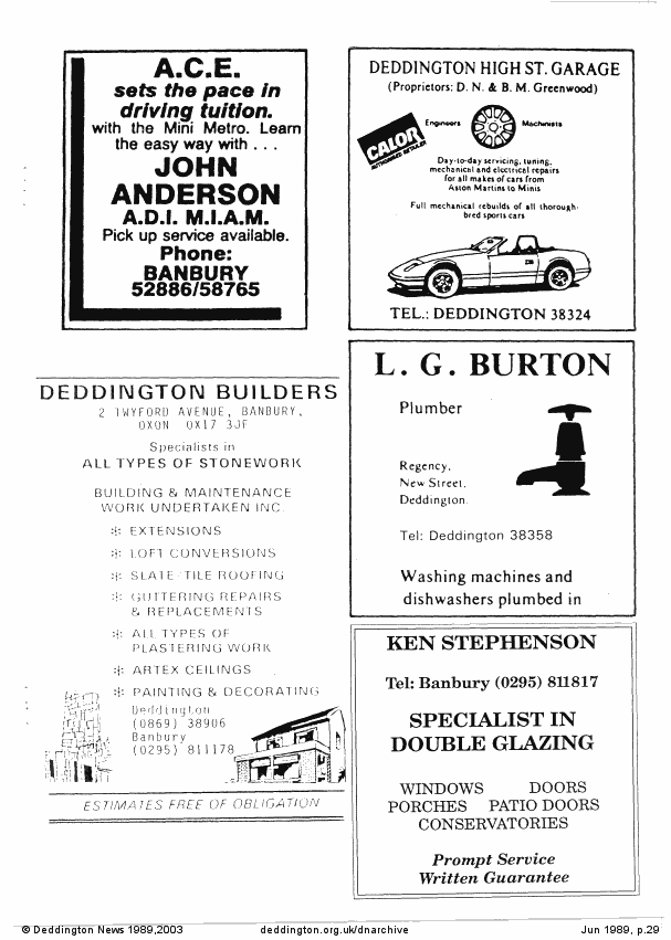 Deddington News June 1989, p.29