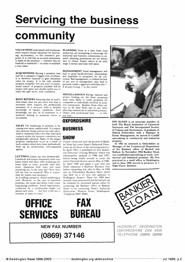 Deddington News July 1989, p.2