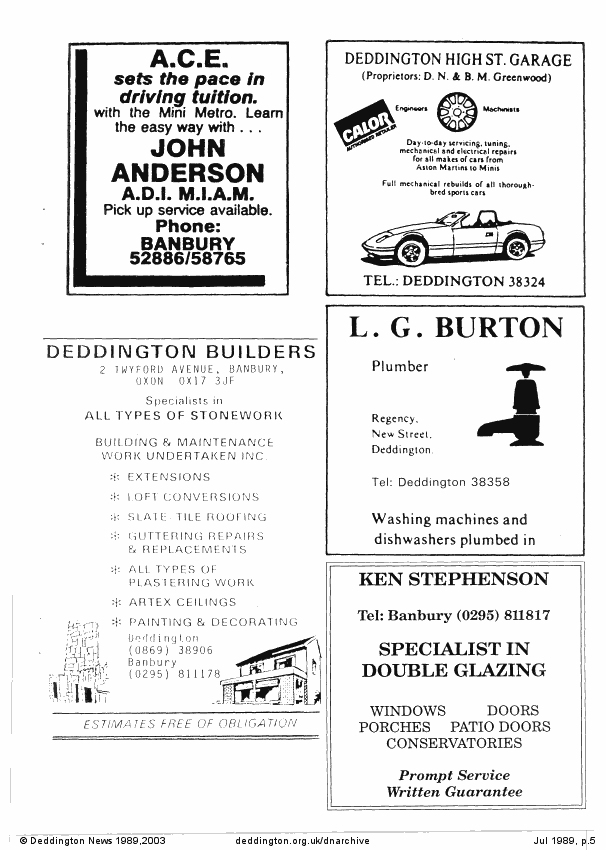 Deddington News July 1989, p.5
