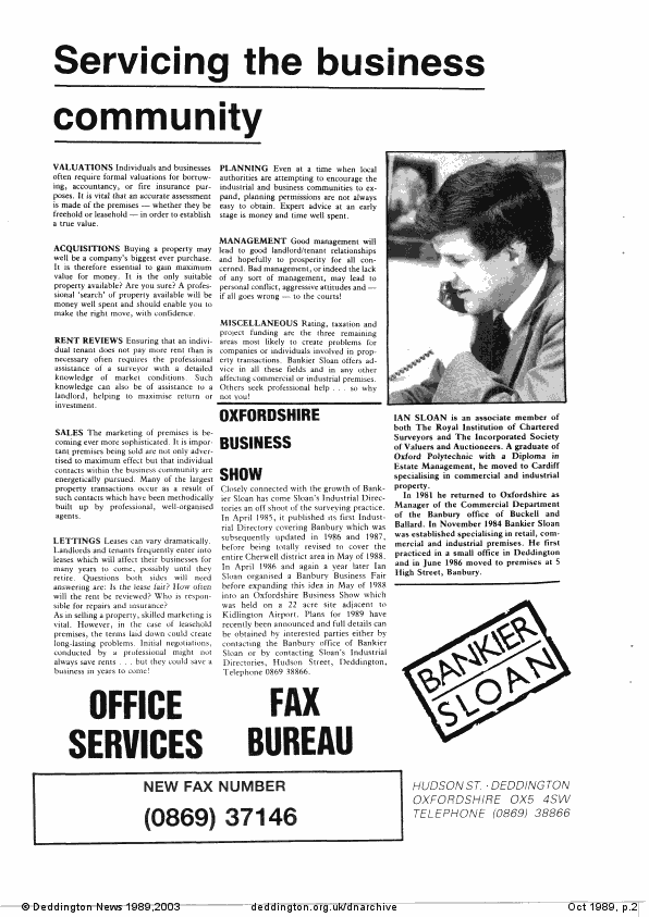 Deddington News October 1989, p.2