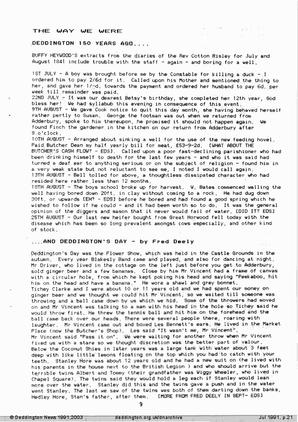 Deddington News July 1991, p.21