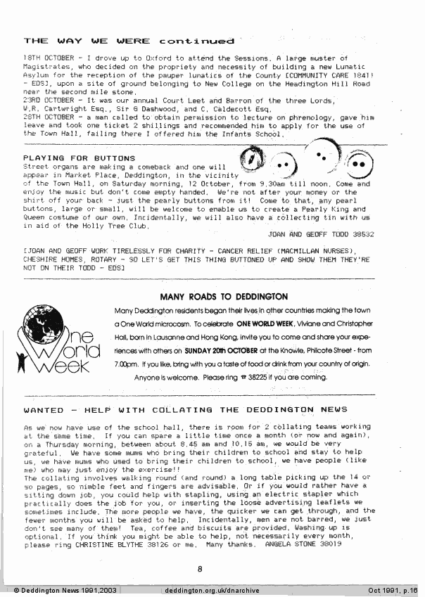 Deddington News October 1991, p.16