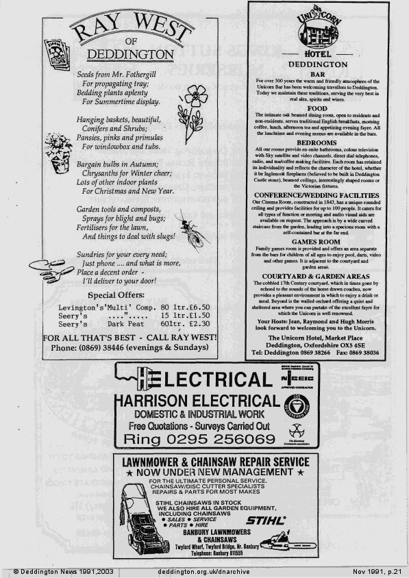 Deddington News November 1991, p.21