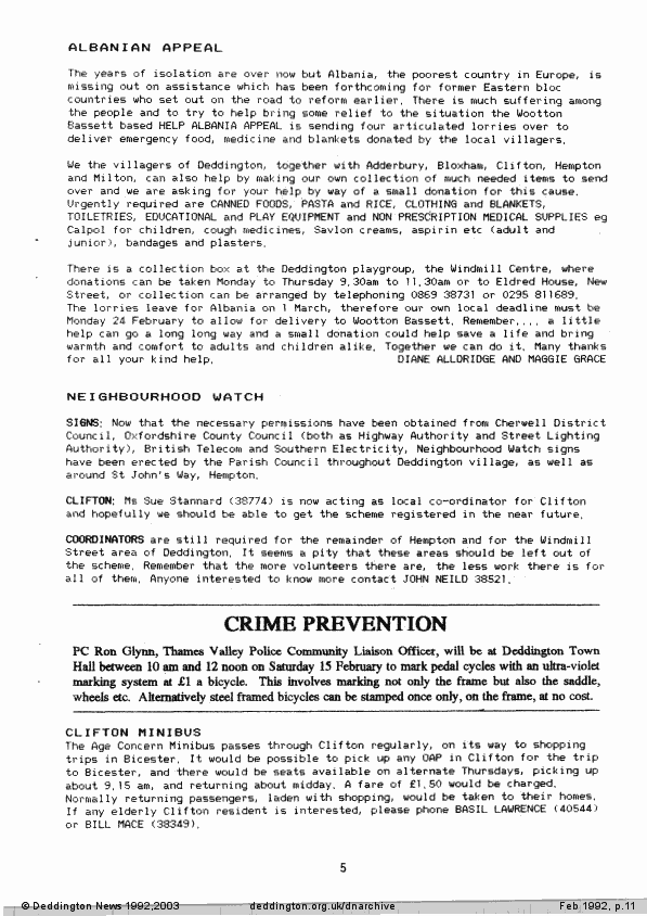 Deddington News February 1992, p.11