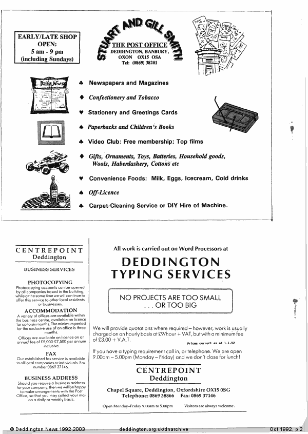 Deddington News October 1992, p.2