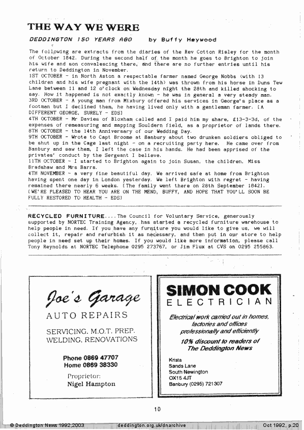 Deddington News October 1992, p.20
