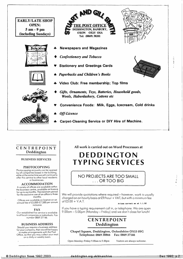 Deddington News December 1992, p.2
