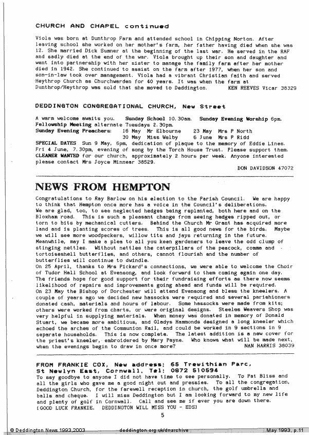 Deddington News May 1993, p.11