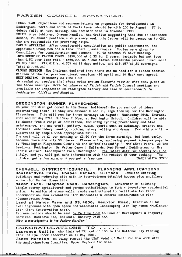 Deddington News June 1993, p.6