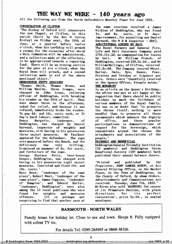 Deddington News June 1993, p.19
