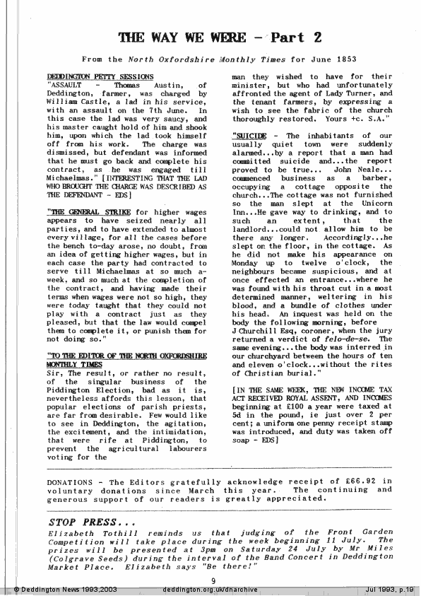Deddington News July 1993, p.19