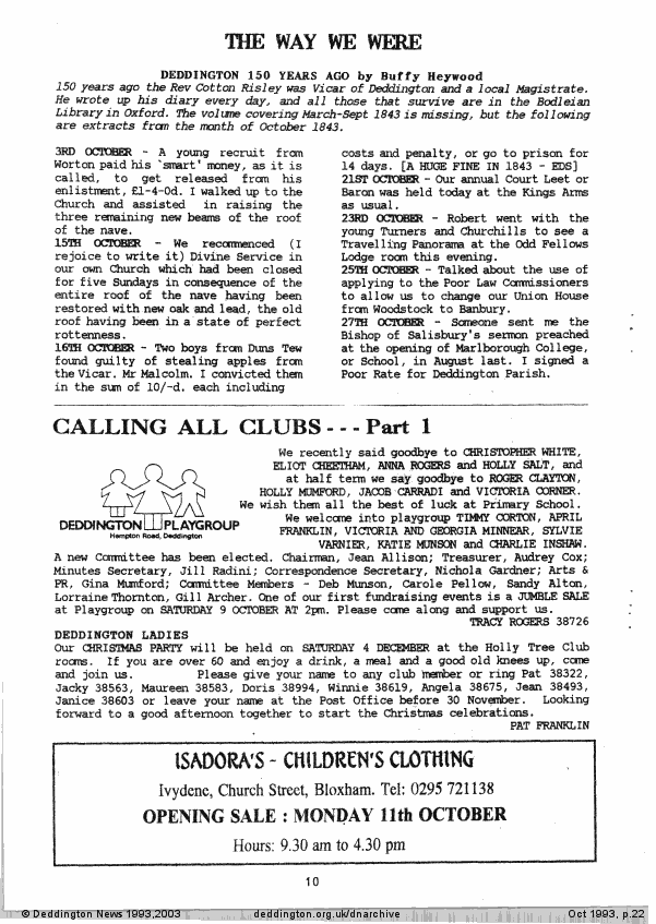 Deddington News October 1993, p.22