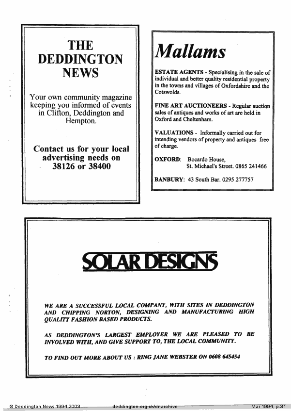 Deddington News March 1994, p.31