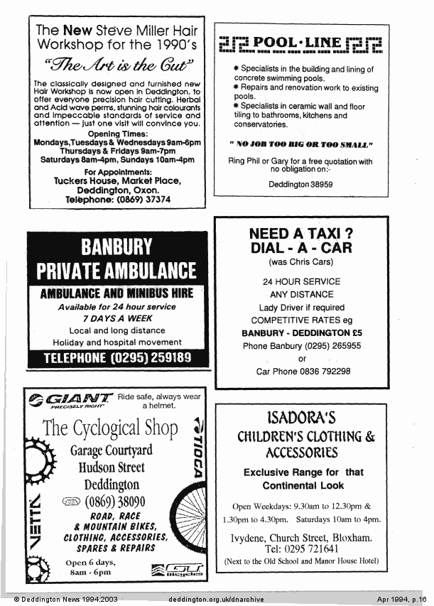 Deddington News April 1994, p.16