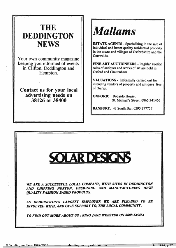 Deddington News April 1994, p.27