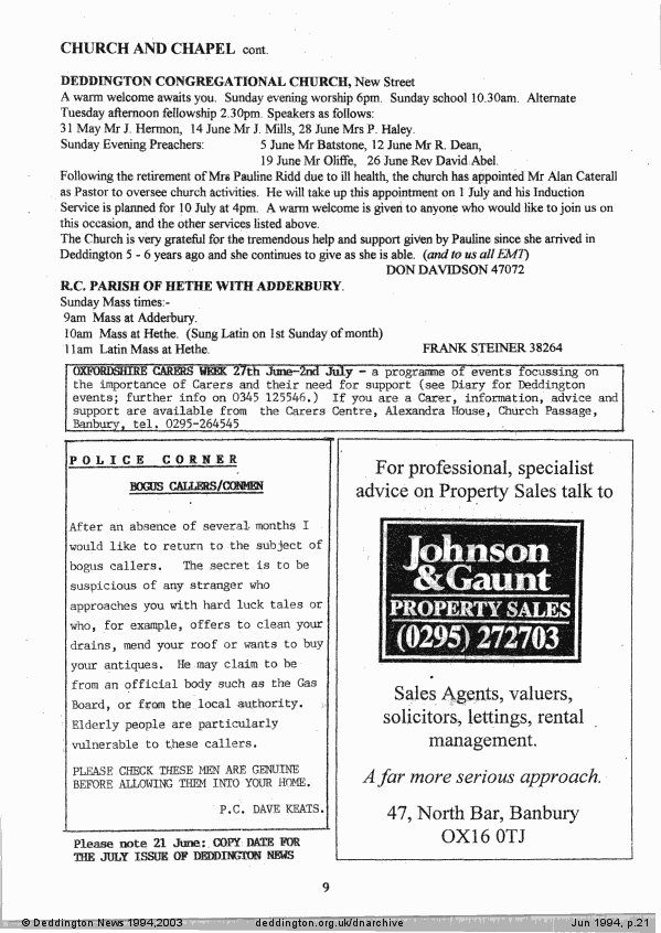 Deddington News June 1994, p.21