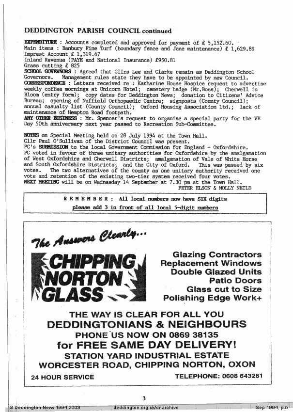 Deddington News September 1994, p.5