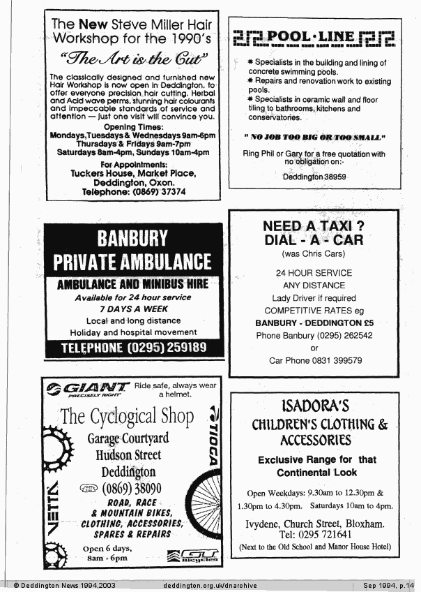 Deddington News September 1994, p.14