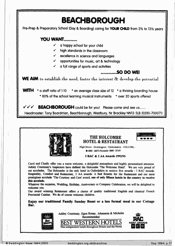Deddington News September 1994, p.17