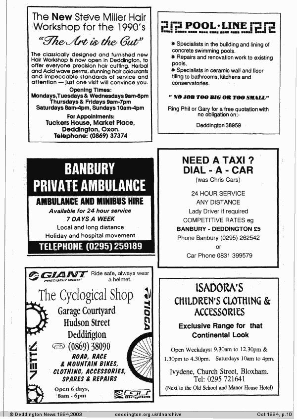 Deddington News October 1994, p.10