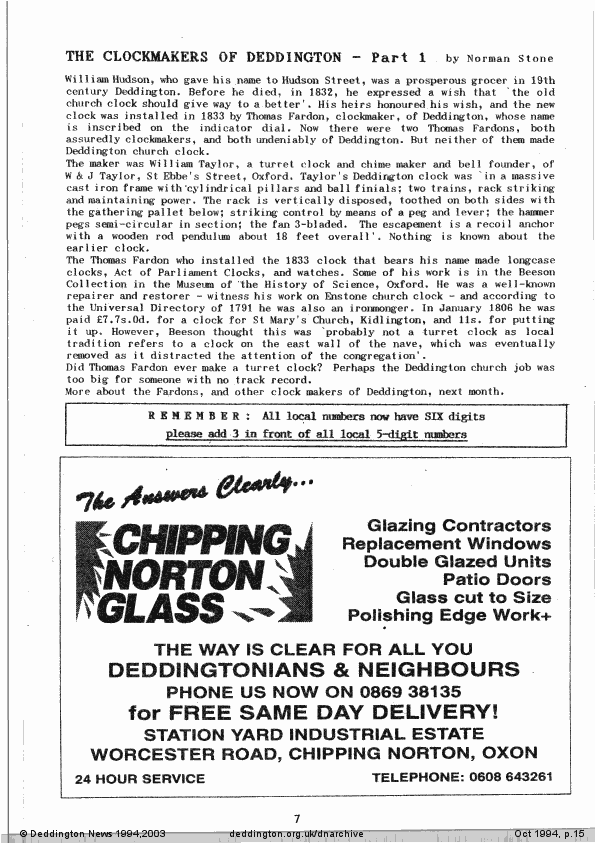 Deddington News October 1994, p.15