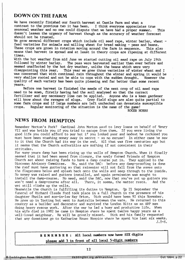Deddington News October 1994, p.22