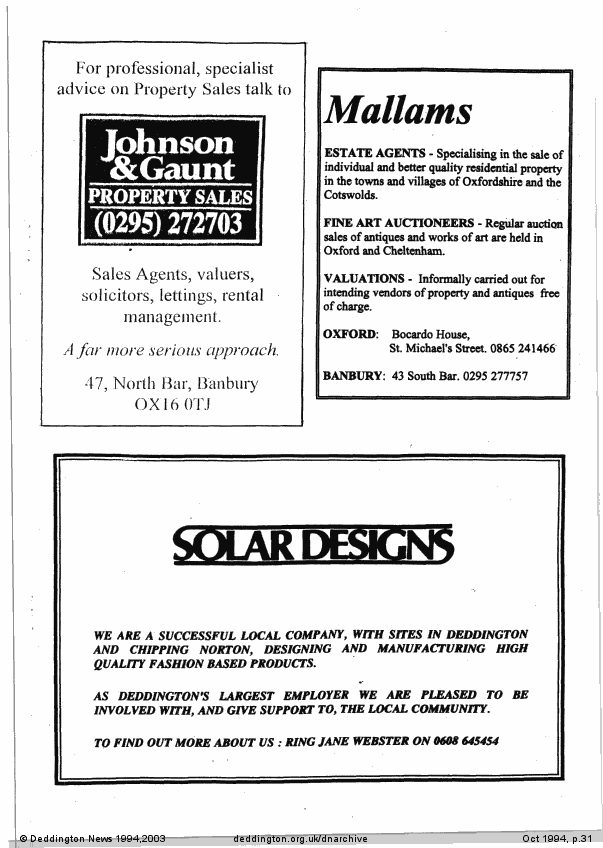 Deddington News October 1994, p.31