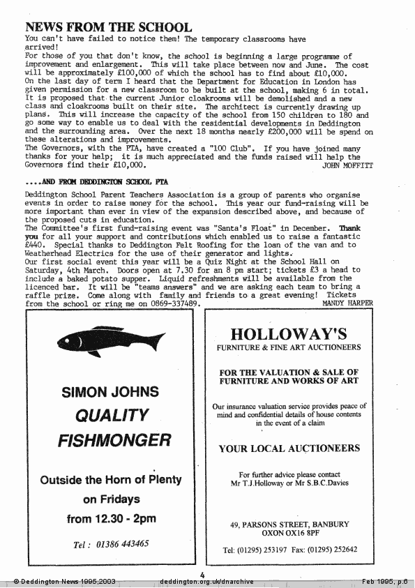 Deddington News February 1995, p.6