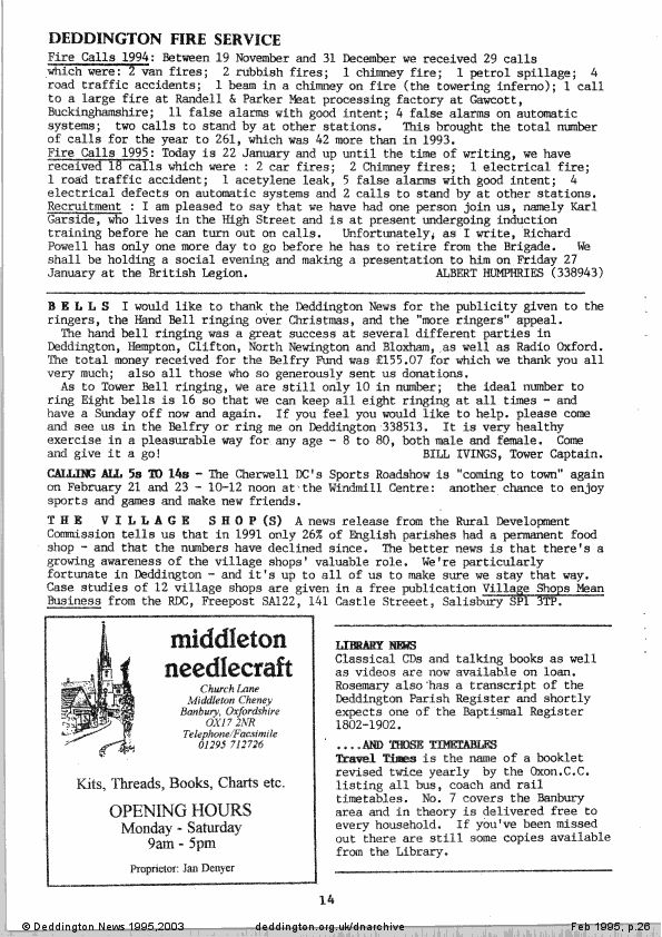Deddington News February 1995, p.26