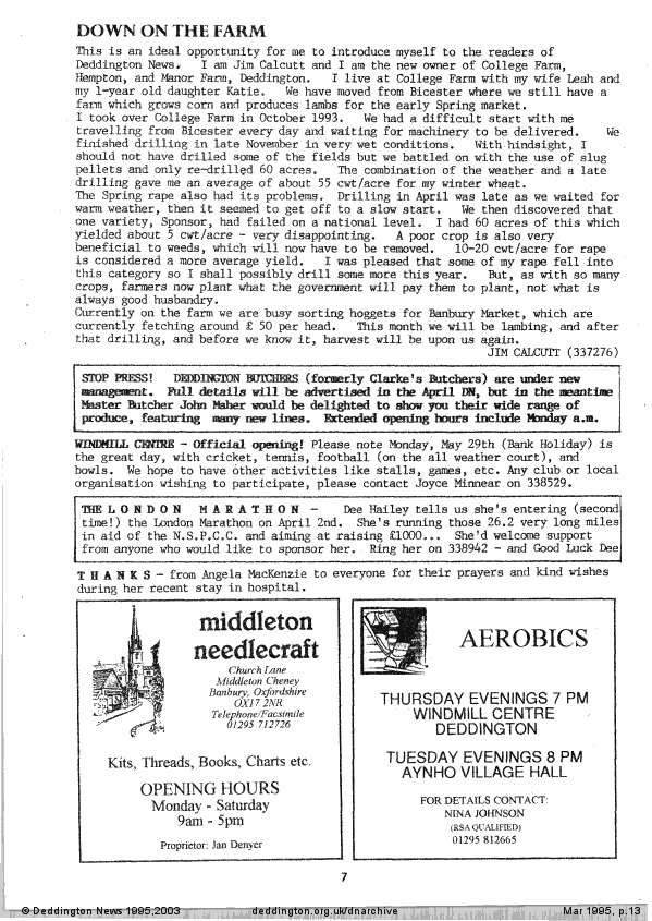 Deddington News March 1995, p.13