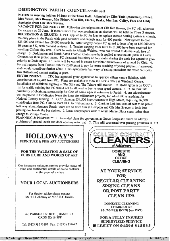 Deddington News July 1995, p.7