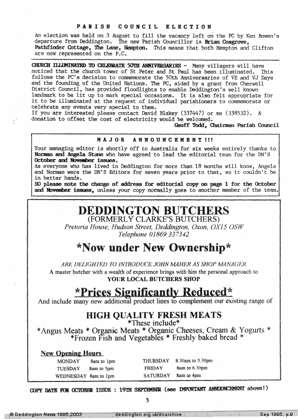 Deddington News September 1995, p.9