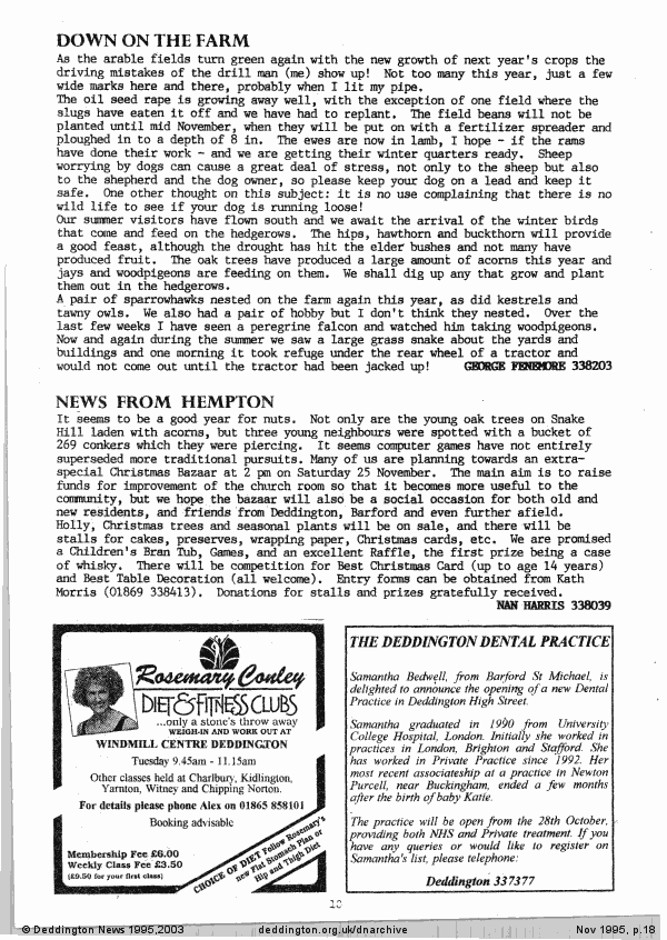 Deddington News November 1995, p.18