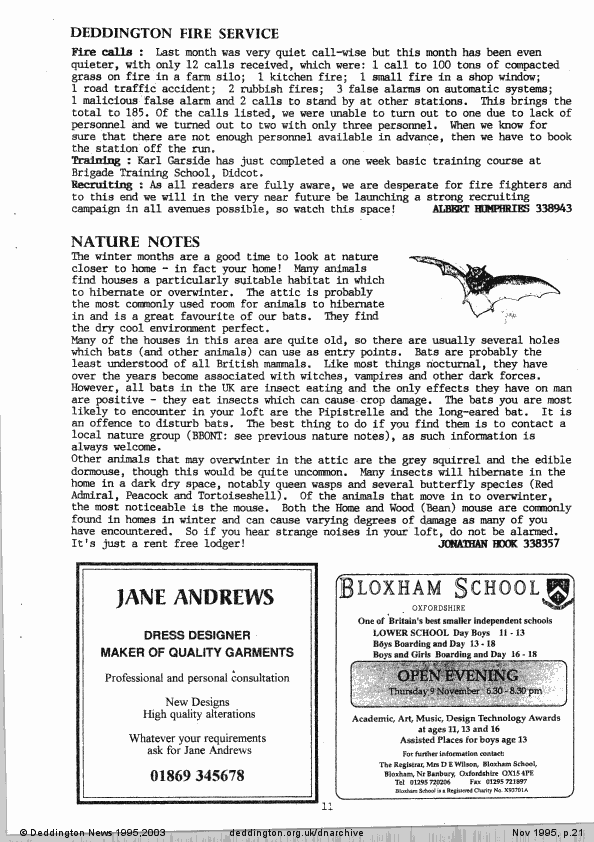 Deddington News November 1995, p.21