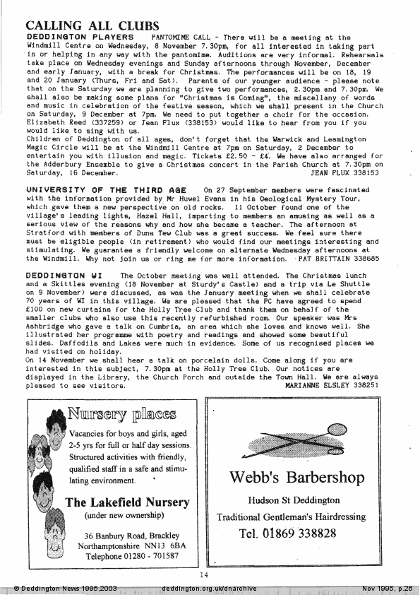 Deddington News November 1995, p.26