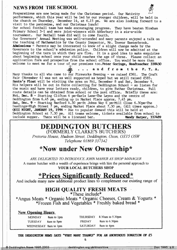 Deddington News December 1995, p.8