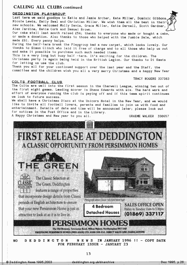 Deddington News December 1995, p.26