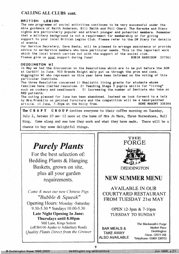 Deddington News June 1996, p.21