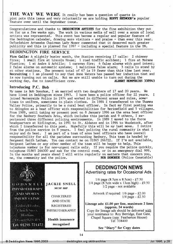 Deddington News July 1996, p.28