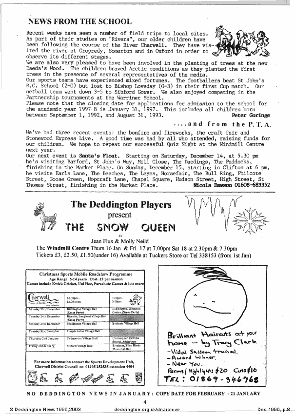 Deddington News December 1996, p.8