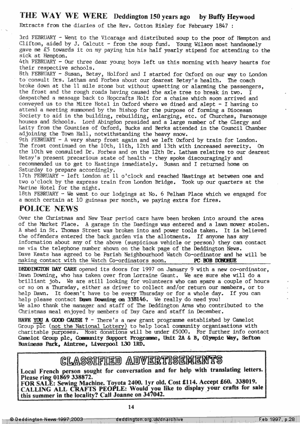 Deddington News February 1997, p.28