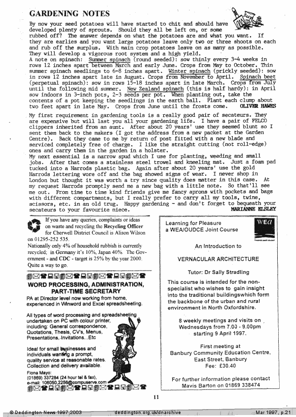 Deddington News March 1997, p.21