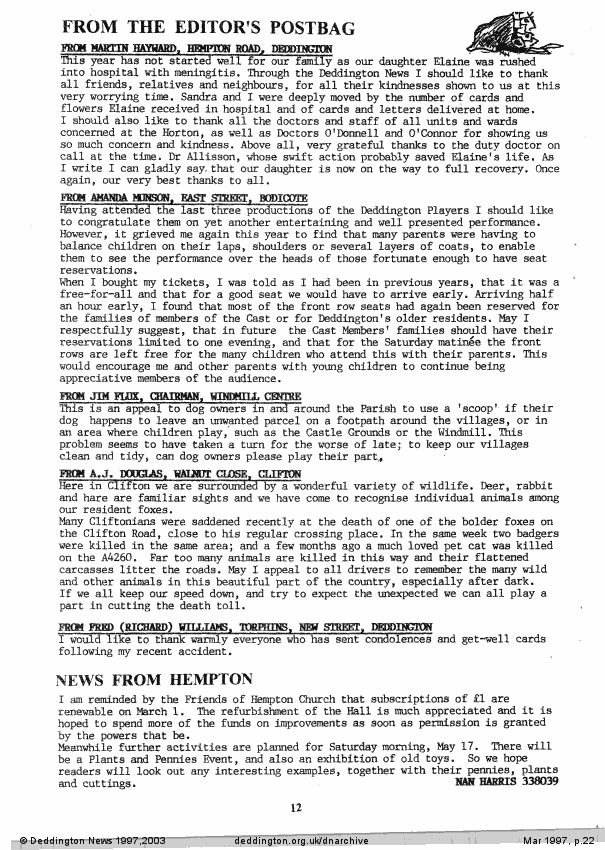Deddington News March 1997, p.22