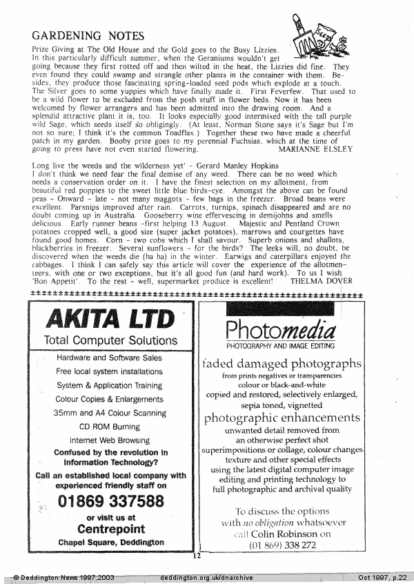 Deddington News October 1997, p.22