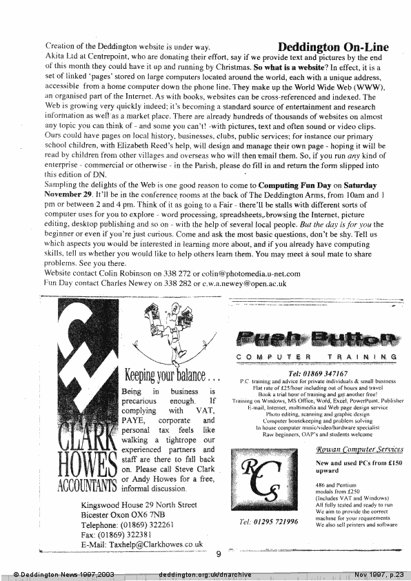 Deddington News November 1997, p.23