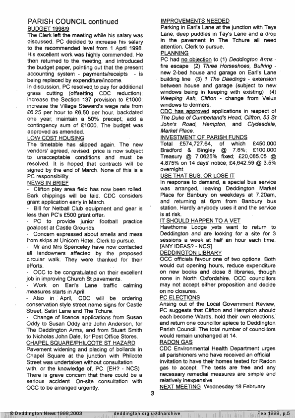 Deddington News February 1998, p.5