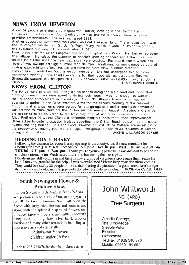 Deddington News July 1998, p.20