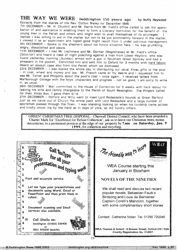 Deddington News December 1998, p.35