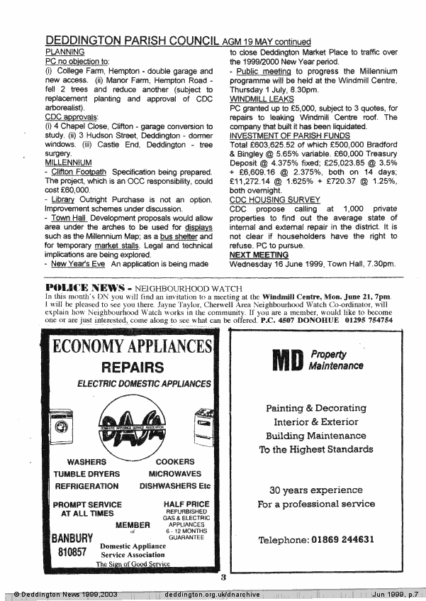 Deddington News June 1999, p.7